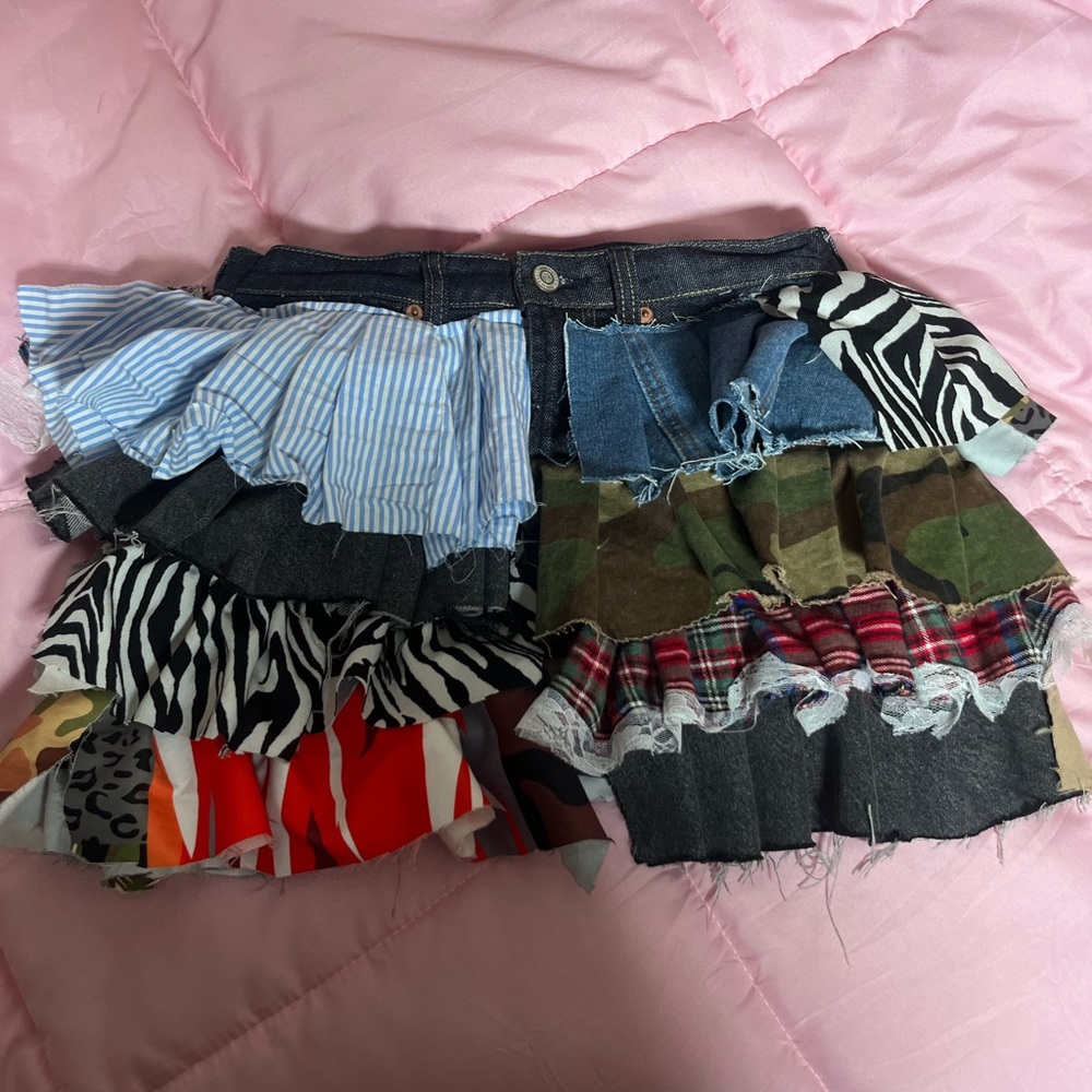 Colorful Patchwork Mini Skirt - image 1